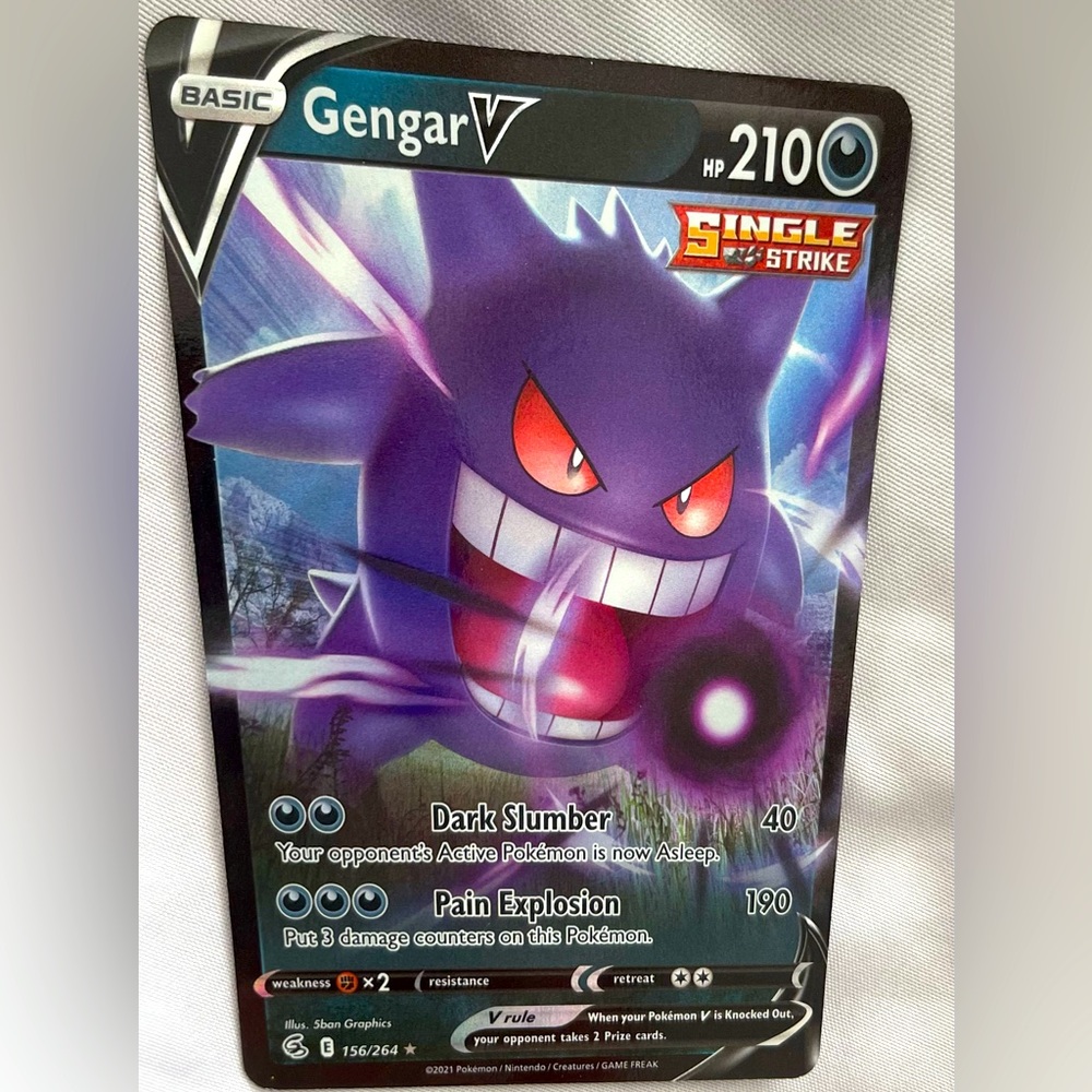 Gengar V rare foil card in new condition.